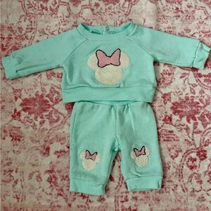 Disney Mint Green Baby Outfit with Bow Design